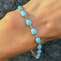 10.65 Ct.Tw. Turquoise 18K White Gold bracelet