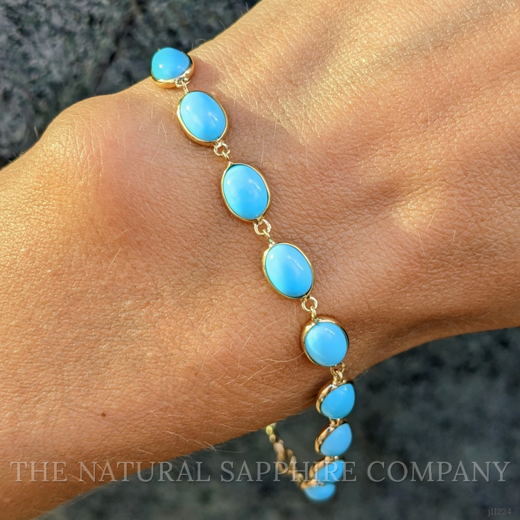 10.65 Ct.Tw. Turquoise Bezel Bracelet, 18K White Gold