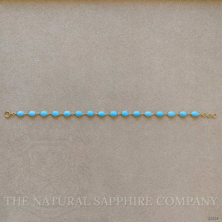 10.65 Ct.Tw. Turquoise Bezel Bracelet, 18K White Gold