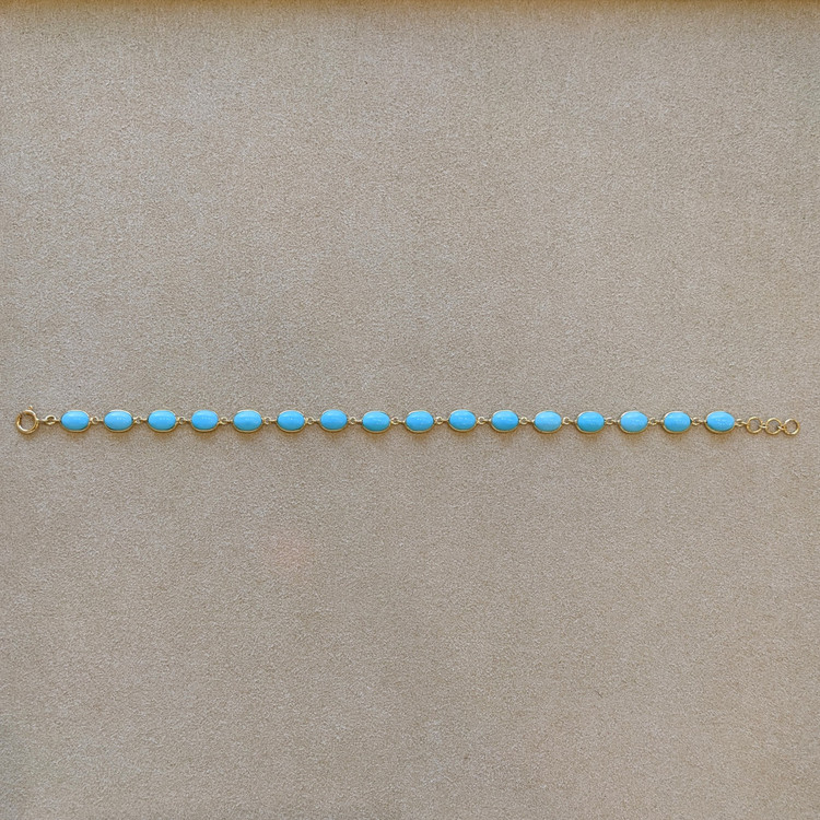 10.65 Ct.Tw. Turquoise Bezel Bracelet, 18K White Gold