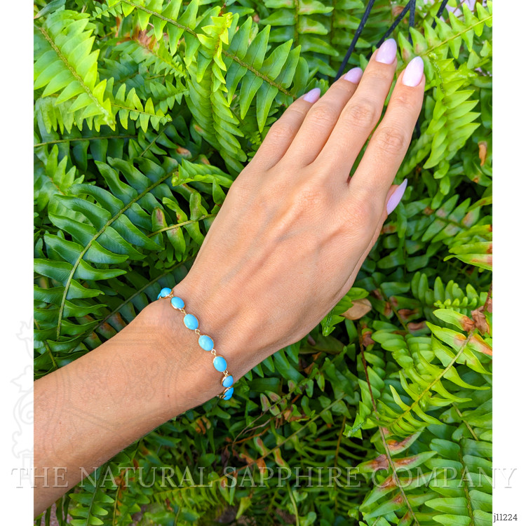 10.65 Ct.Tw. Turquoise Bezel Bracelet, 18K White Gold