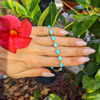 10.65 Ct.Tw.Total Carat Weight Turquoise Bezel Bracelet, 18K White Gold Life Style