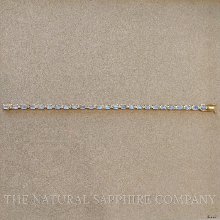 13.70 Ct.Tw. Moonstone Natural Diamond Tennis/Riviere Bracelet, 14K Yellow Gold