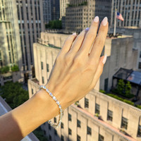 13.70 Ct.Tw. Moonstone Natural Diamond Tennis/Riviere Bracelet, 14K Yellow Gold Life Style