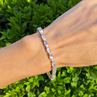 13.70 Ct.Tw. Moonstone Natural Diamond Tennis/Riviere Bracelet, 14K Yellow Gold Life Style