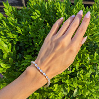 13.70 Ct.Tw. Moonstone Natural Diamond Tennis/Riviere Bracelet, 14K Yellow Gold Life Style