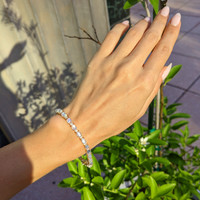 13.70 Ct.Tw. Moonstone Natural Diamond Tennis/Riviere Bracelet, 14K Yellow Gold Life Style