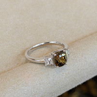 1.67 Ct. Alexandrite Natural Diamond Three Stone Ring, 14K White Gold Image