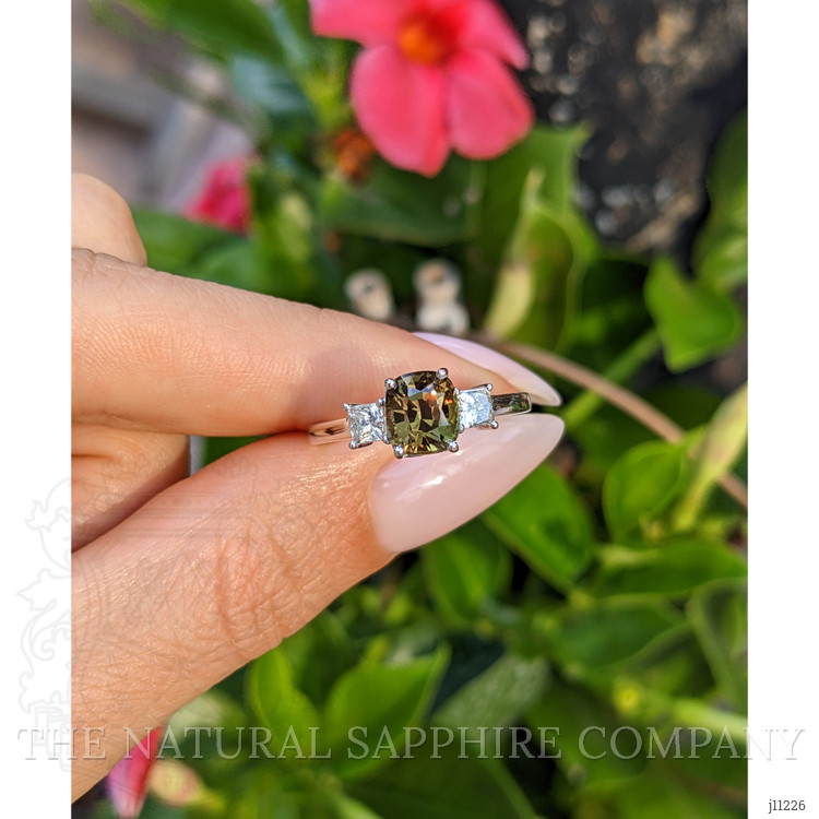 1.67 Ct. Alexandrite Natural Diamond Three Stone Ring, 14K White Gold