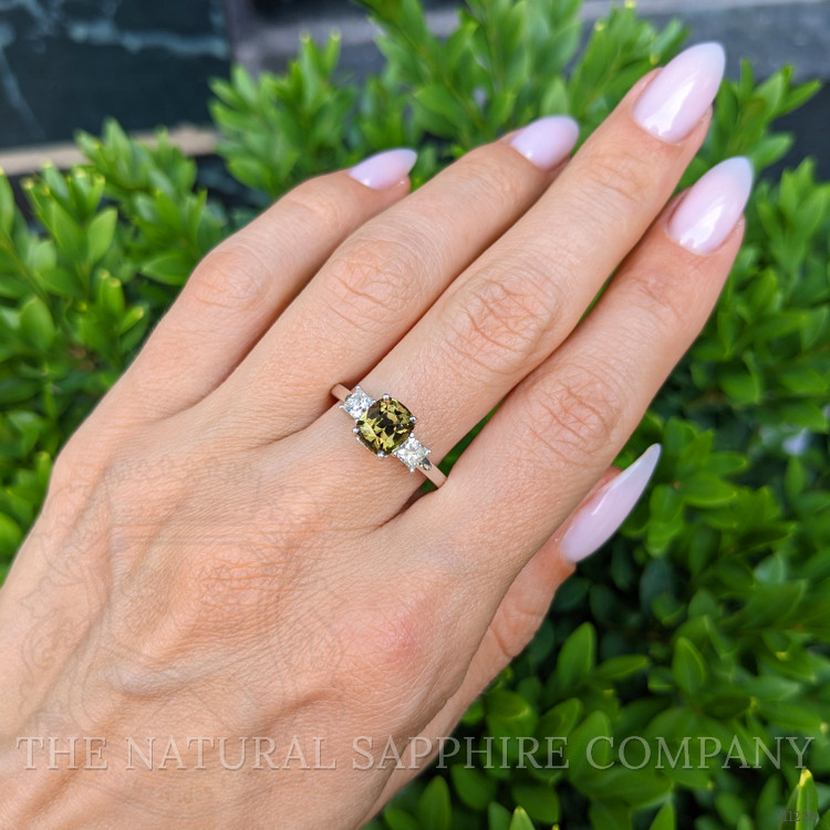 1.67 Ct. Alexandrite Natural Diamond Three Stone Ring, 14K White Gold