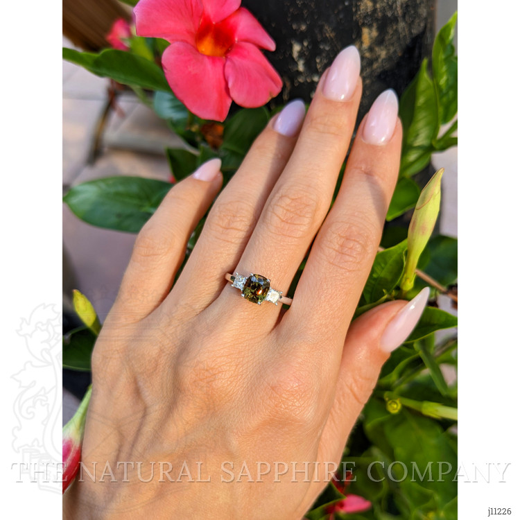 1.67 Ct. Alexandrite Natural Diamond Three Stone Ring, 14K White Gold