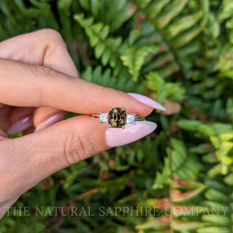 1.67 Ct. Alexandrite Natural Diamond Three Stone Ring, 14K White Gold