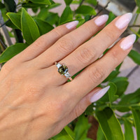 1.67 Ct. Alexandrite Natural Diamond Three Stone Ring, 14K White Gold Life Style