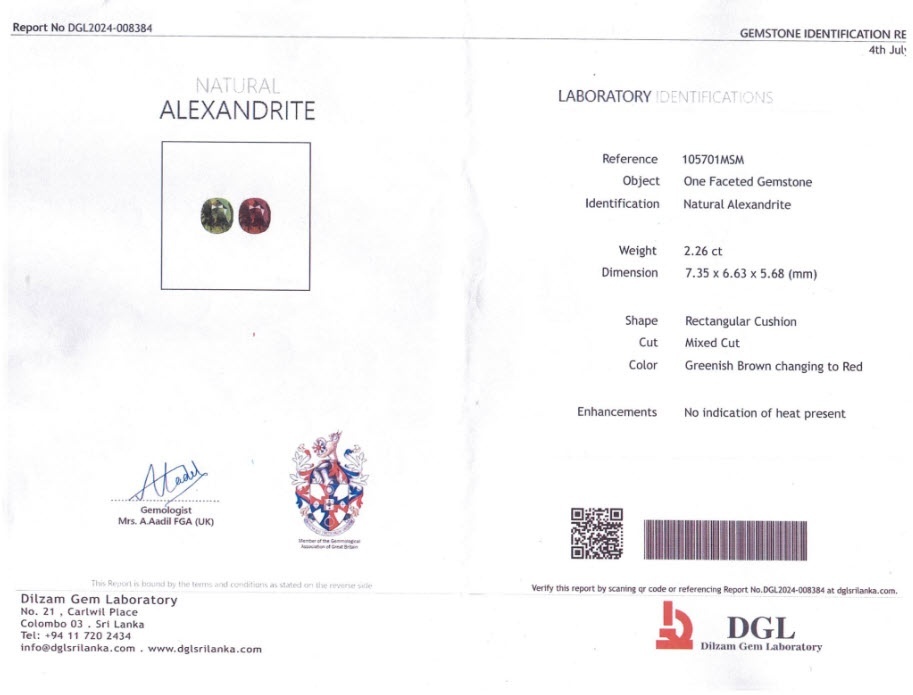 2.26 Ct. Green to Brown Alexandrite and Natural Diamond Pave Ring, 14K White Gold