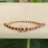 5.58&nbsp;Ct.Tw.Total Carat Weight Ruby Tennis/Line Bracelet, 14K Yellow Gold Image