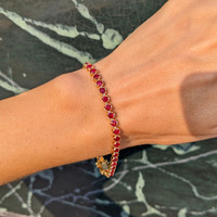5.58&nbsp;Ct.Tw.Total Carat Weight Ruby Tennis/Line Bracelet, 14K Yellow Gold Life Style