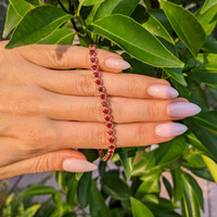5.58&nbsp;Ct.Tw.Total Carat Weight Ruby Tennis/Line Bracelet, 14K Yellow Gold Life Style