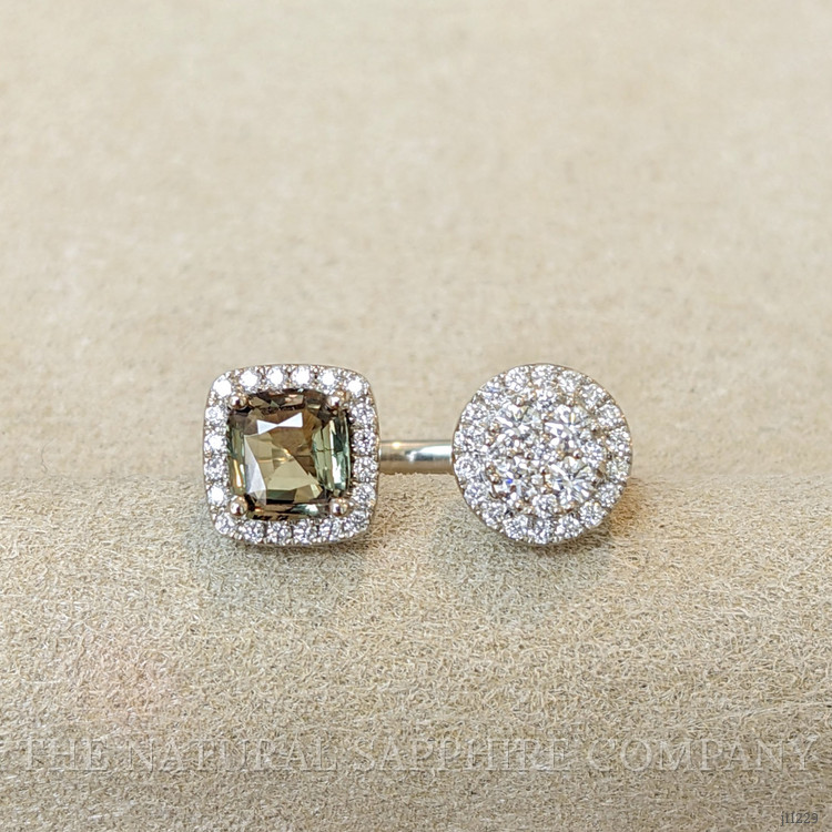 1.03 Ct. Alexandrite Natural Diamond Pave Ring, 18K White Gold