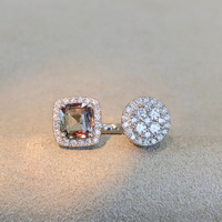 1.03 Ct. Alexandrite Natural Diamond Pave Ring, 18K White Gold Image