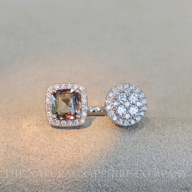 1.03 Ct. Alexandrite Natural Diamond Pave Ring, 18K White Gold