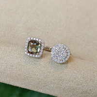 1.03 Ct. Alexandrite Natural Diamond Pave Ring, 18K White Gold Image