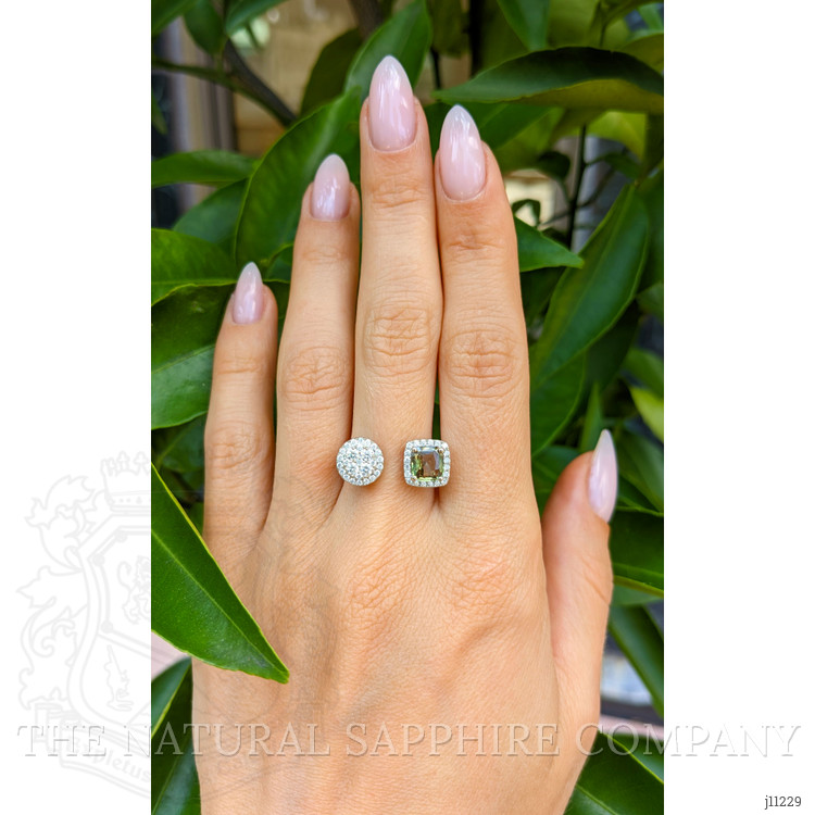 1.03 Ct. Alexandrite Natural Diamond Pave Ring, 18K White Gold