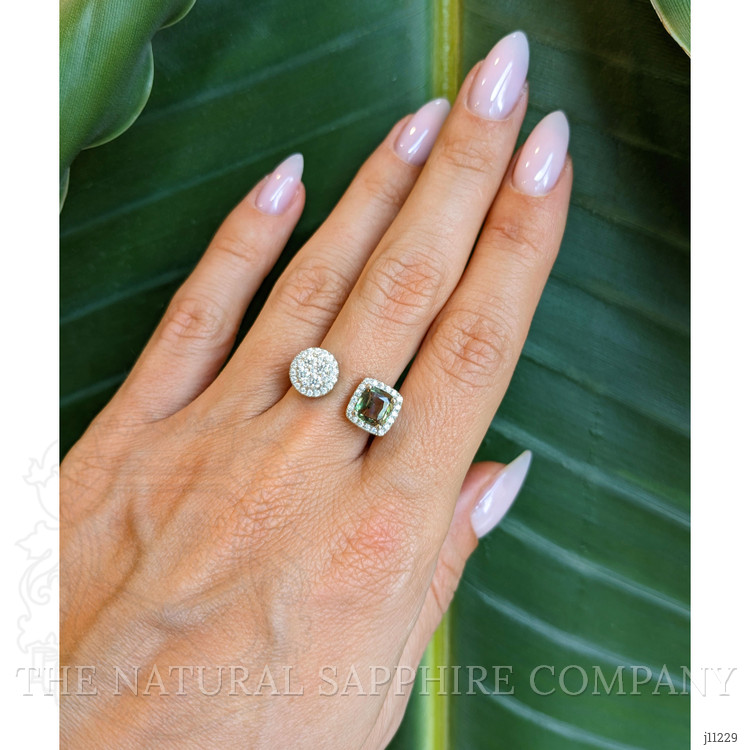 1.03 Ct. Alexandrite Natural Diamond Pave Ring, 18K White Gold