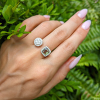 1.03 Ct. Alexandrite Natural Diamond Pave Ring, 18K White Gold Life Style