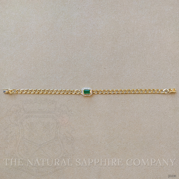1.96 Ct.Tw. Emerald Natural Diamond Pave Bracelet, 14K Yellow Gold
