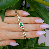 1.96 Ct.Tw. Emerald Natural Diamond Pave Bracelet, 14K Yellow Gold Life Style