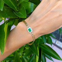 1.96 Ct.Tw. Emerald Natural Diamond Pave Bracelet, 14K Yellow Gold Life Style
