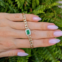 1.96 Ct.Tw. Emerald Natural Diamond Pave Bracelet, 14K Yellow Gold Life Style