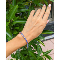 16.45 Ct.Tw. Tanzanite Natural Diamond Tennis/Riviere Bracelet, 14K Yellow Gold Life Style