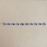 15.44&nbsp;Ct.Tw.Total Carat Weight Violet Tanzanite and Natural Diamond Pave Bracelet, 18K White Gold Image