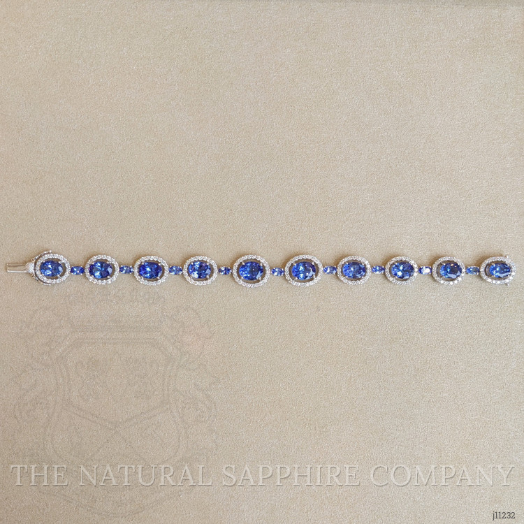 15.44 Ct.Tw. Violet Tanzanite and Natural Diamond Pave Bracelet, 18K White Gold