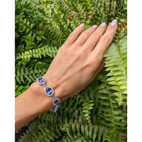 15.44&nbsp;Ct.Tw.Total Carat Weight Violet Tanzanite and Natural Diamond Pave Bracelet, 18K White Gold Life Style