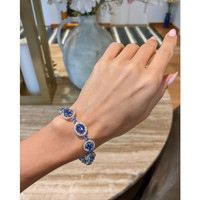 15.44 Ct.Tw.Total Carat Weight Violet Tanzanite and Natural Diamond Pave Bracelet, 18K White Gold Life Style