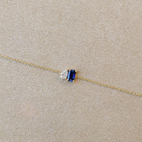 0.42 Ct.Tw. Blue Sapphire and Natural Diamond Accent Stones Bracelet, 14K Yellow Gold Image