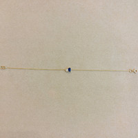 0.42 Ct.Tw. Blue Sapphire and Natural Diamond Accent Stones Bracelet, 14K Yellow Gold Image