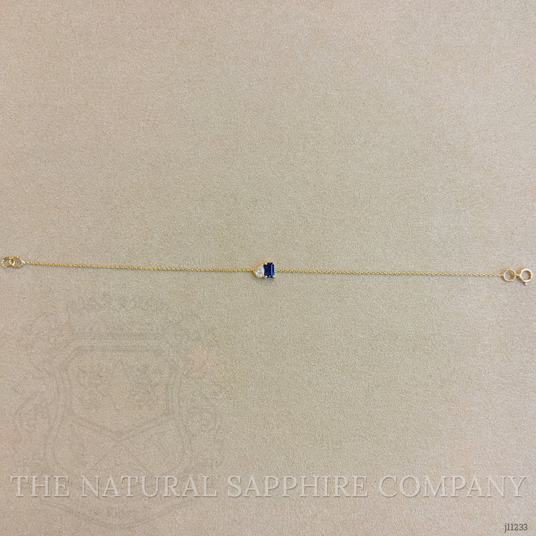 0.42 Ct.Tw. Blue Sapphire and Natural Diamond Accent Stones Bracelet, 14K Yellow Gold
