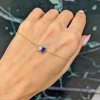 0.42 Ct.Tw. Blue Sapphire and Natural Diamond Accent Stones Bracelet, 14K Yellow Gold Life Style