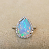 Opal 14K White Gold ring