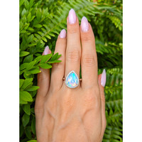 4.74 Ct. Opal Natural Diamond Pave Ring, 14K White Gold Life Style