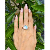 4.52 Ct. Opal Natural Diamond Pave Ring, 14K White Gold Life Style