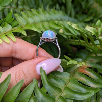 4.52 Ct. Opal Natural Diamond Pave Ring, 14K White Gold Life Style
