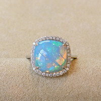 Opal 14K White Gold ring