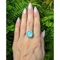 4.22 Ct. Opal Natural Diamond Pave Ring, 14K White Gold Life Style