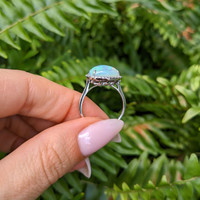 4.22 Ct. Opal Natural Diamond Pave Ring, 14K White Gold Life Style