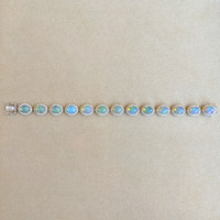 14.30 Ct.Tw.Total Carat Weight Opal Natural Diamond Pave Bracelet, 14K White Gold Image