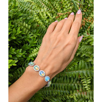 14.30 Ct.Tw. Opal Natural Diamond Pave Bracelet, 14K White Gold Life Style